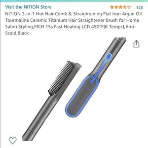 NWT NITION 2-in-1 Hot Hair Comb & flat iron